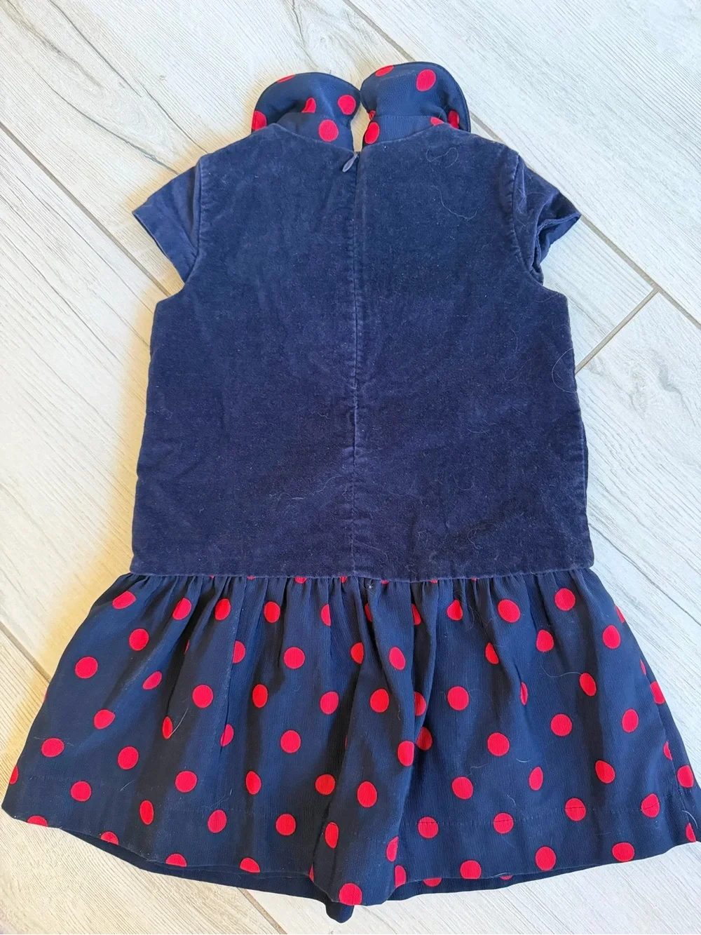 GAP Navy Dress with Red Polka Dot Skirt and Collar